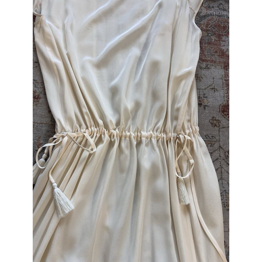 Tory Burch Silk Embroidered Cinched Waist Tie Sleeveless Shift Maxi Dress Size L - Picture 12 of 14